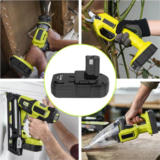 Alt view image 6 of 7 - 2-Pack 3.0Ah 18V Battery & Charger Replacement for Ryobi 18V P103 P104, Compatible with Ryobi 18V ONE+ Cordless Tools & Chargers