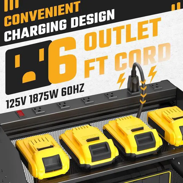 Alt view image 2 of 6 - Power Tool Organizer Wall Mount 3 Layer Charging Station with 6 Outlets