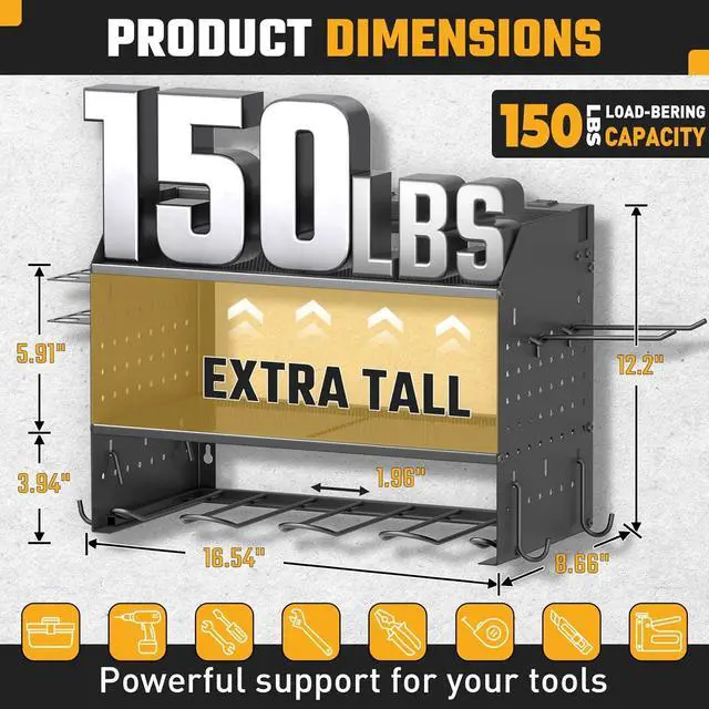 Alt view image 3 of 6 - Power Tool Organizer Wall Mount 3 Layer Charging Station with 6 Outlets