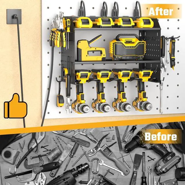 Alt view image 5 of 6 - Power Tool Organizer Wall Mount 3 Layer Charging Station with 6 Outlets