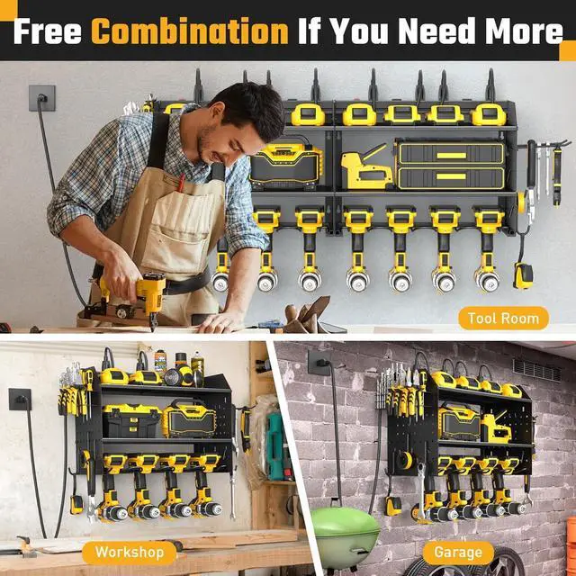 Alt view image 6 of 6 - Power Tool Organizer Wall Mount 3 Layer Charging Station with 6 Outlets