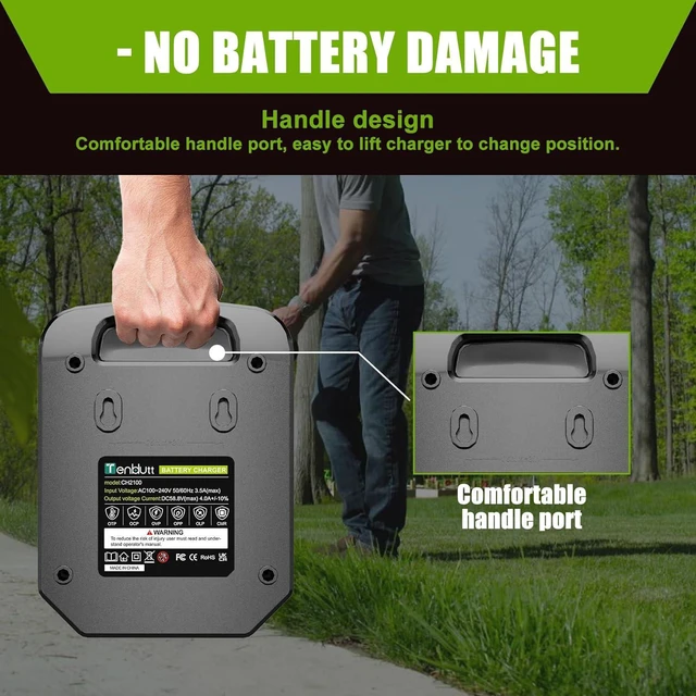 Alt view image 5 of 7 - Faster!! CH2100 4.0A Rapid Charger, Replacement for EGO 56V Chargers CH3200/CH5500/CH7000/CH2800D, Fits EGO 56-Volt Power+ Li-ion Batteries BA2800/BA4200/BA1400/BA2240/BA1120/BA4480T