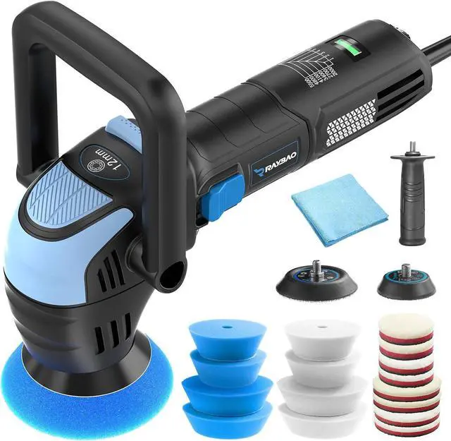 Main image of Mini Polisher, 2inch/ 3inch 750W Car Buffer with 12mm Random Orbital-Improve Work Efficiency by 35%, with 16pcs Trapezoidal Polisher Pads &16.4 ft Cord, for Car Detailing and Waxing