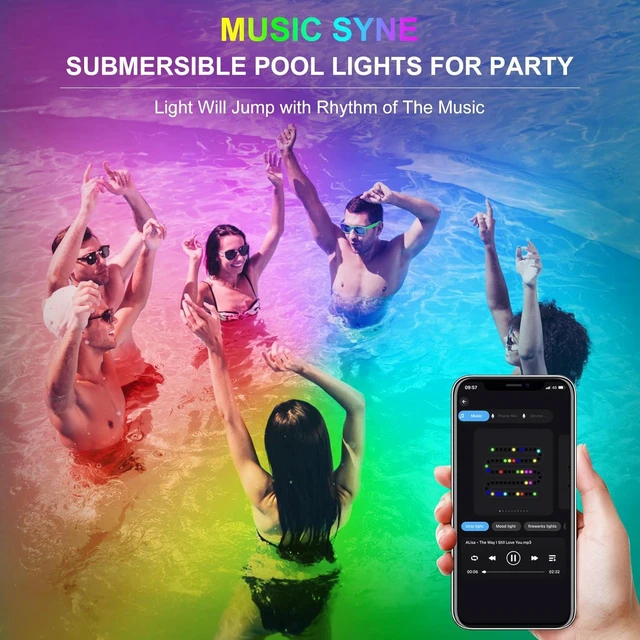 Alt view image 4 of 7 - RGB Underwater Pond Lights Super Bright Submersible LED Fountain Spotlights, Bluetooth APP Control, IP68 Waterproof for Fish Tank, Garden, Yard, Pool (Set of 6)