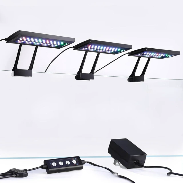 Main image of Clip-On Aquarium LED Light with Multi-Channel Controller, 24/7 Sunrise-Daylight-Moonlight Modes, 7 Colors for Freshwater