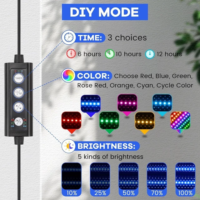 Alt view image 3 of 6 - Clip-On Aquarium LED Light with Multi-Channel Controller, 24/7 Sunrise-Daylight-Moonlight Modes, 7 Colors for Freshwater