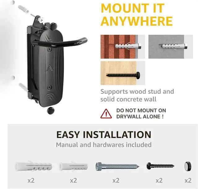 Alt view image 6 of 7 - monTEK Swivel Bike Wall Mount, Bike Hangers for Garage, 1 Pack
