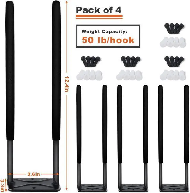 Alt view image 3 of 7 - Wallmaster Heavy Duty Garage Tires Hooks Wall Mounted Tool Hanger Organizer