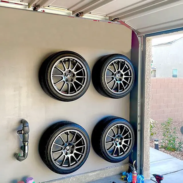 Alt view image 6 of 7 - Wallmaster Heavy Duty Garage Tires Hooks Wall Mounted Tool Hanger Organizer
