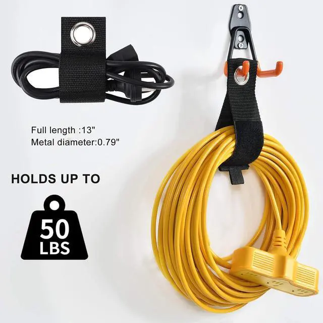 Alt view image 4 of 7 - AOBEN 24PCS Garage Hooks, Heavy Duty Double Garage Hanger Organizer Wall Mount Iron Anti-Slip Garage Storage Hooks for Ladder, Power Tool,Bike,Ropes23 Hooks & 1 hoder Strap-Black
