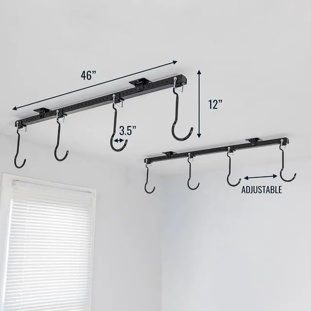 Alt view image 2 of 7 - Teal Triangle Adjustable Ceiling Mounted Bike Rack for Garage, Hold 8 Bikes