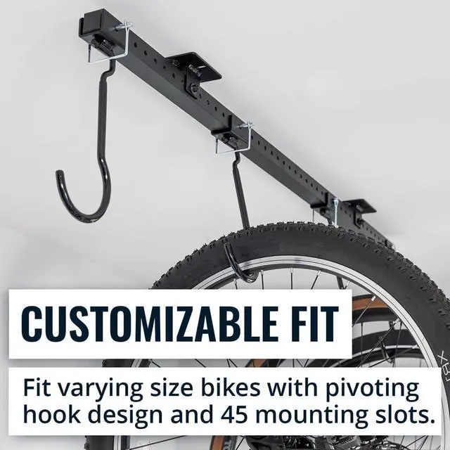 Alt view image 5 of 7 - Teal Triangle Adjustable Ceiling Mounted Bike Rack for Garage, Hold 8 Bikes