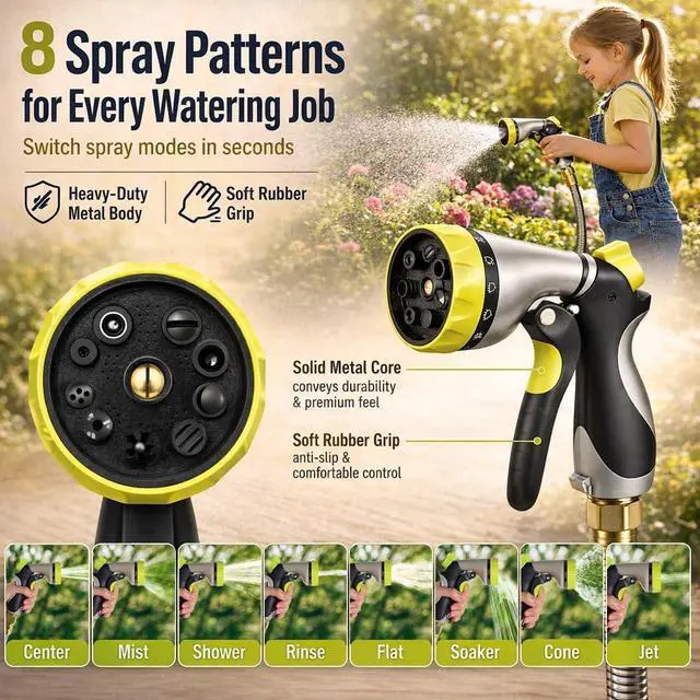 Alt view image 2 of 7 - Metal Garden Hose 50 ft 304 Stainless Steel Water Hose with Nozzle Sprayer, Garden Hoses Flexible, Lightweight, No Kink, Heavy Duty for Outdoor (50 ft)