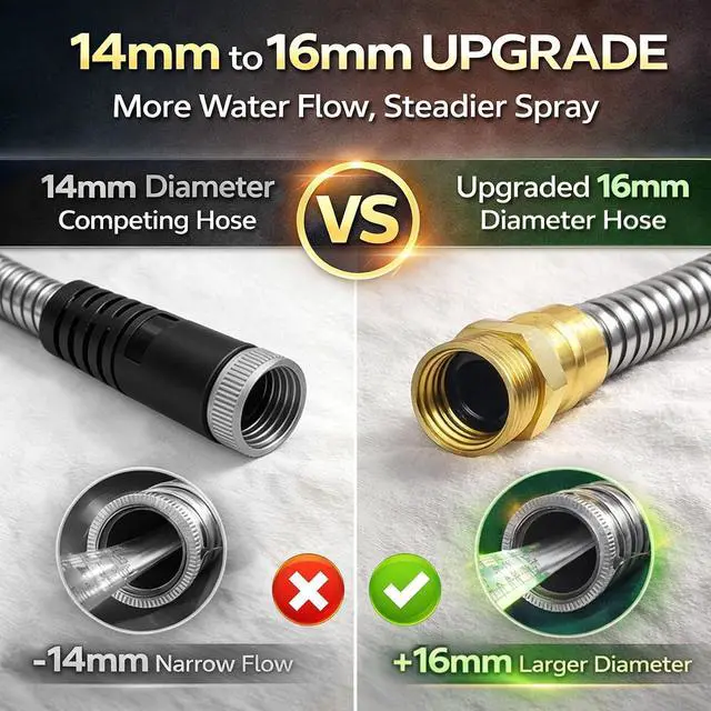 Alt view image 5 of 7 - Metal Garden Hose 50 ft 304 Stainless Steel Water Hose with Nozzle Sprayer, Garden Hoses Flexible, Lightweight, No Kink, Heavy Duty for Outdoor (50 ft)
