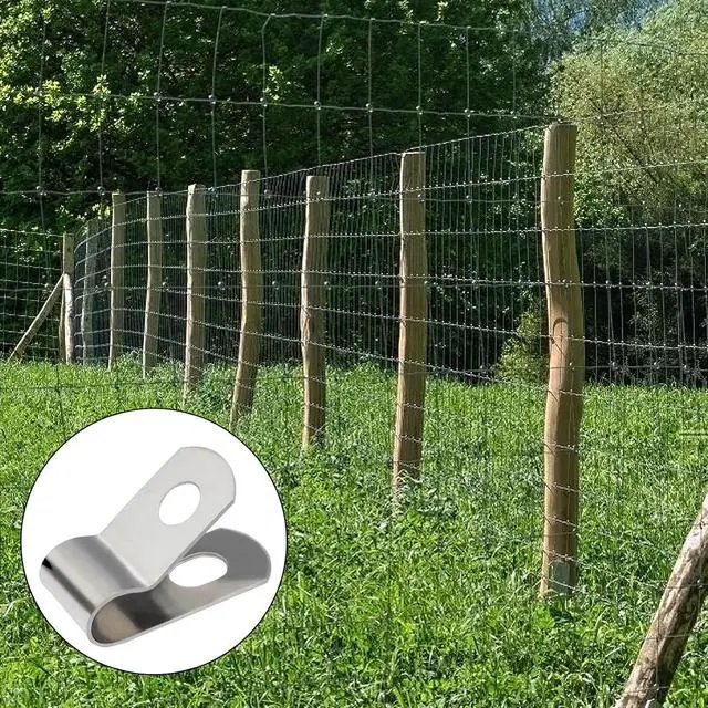 Alt view image 7 of 7 - Upgraded 400 Pcs T304 Stainless Steel Wire Clips Cord Clamp Agricultural Fencing Fence Wire Clamps for 4, 6, 8, and 10-16 Gauge Wire Fencing Livestock Fencing clips for Wood, Metal or Vinyl