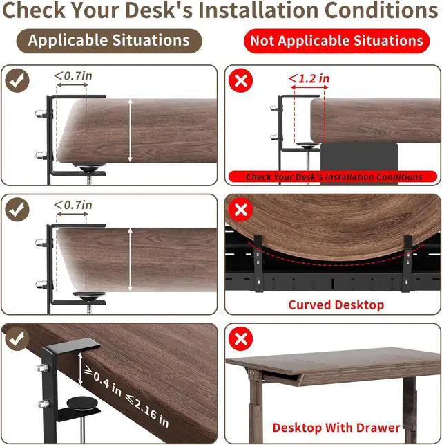 Alt view image 2 of 7 - Under Desk Cable Management Tray, Expandable 25.2"38.6" Heavy Duty Carbon Steel with Clamp, Under Desk Cable Management for Desk, Home Office & Standing Desk, No Drill Installation, Black