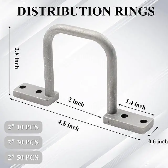 Alt view image 4 of 7 - 30 Pcs Cable Management D Ring - 2 Inch D Ring Aluminum Cable Distribution Ring for Sorting Out Electric Cables - Silver