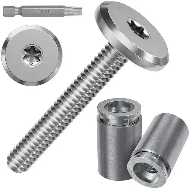 Main image of 100pcs Hurricane Sidewalk Bolt and Anchor Kit, 304 Stainless Steel Truss Head Shutter Screws Hurricane Shutter Hardware with Masonry Anchors for Hurricane Shutters Panel 1/4" X 1-1/4"(50pack)
