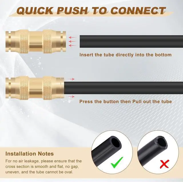 Alt view image 4 of 6 - 48pcs Quick Connect Brass DOT Air Line Fittings Straight Union 1/4 3/8 5/16 5/32 1/8 1/2 Tube Push to Connect Fittings Air Suspension Fittings Straight Air Brake Union Push Lock Fittings