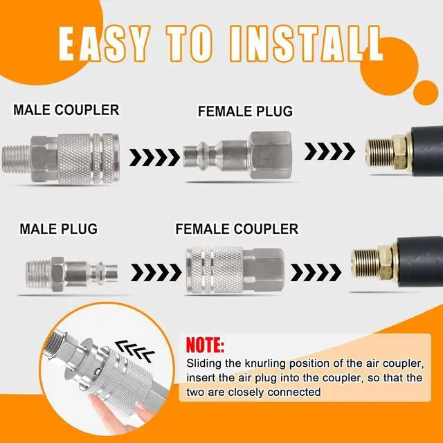 Alt view image 5 of 6 - 67Pcs Air Coupler and Plug Kit,1/4 Inch NPT Air Tool Fittings Set, Quick Connect Air Hose Fittings Air Compressor Accessories