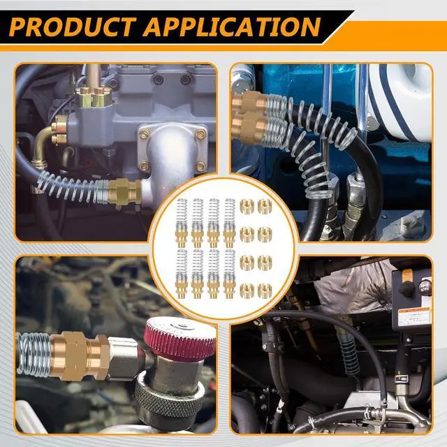 Alt view image 7 of 7 - 8PCS Brass DOT Air Brake Hose End Fittings, 1/2 Hose x 1/2 Male Connector with Spring Guard, Air Brake Line Fitting, Repair Fittings With 8 Pack Sleeve Tubes