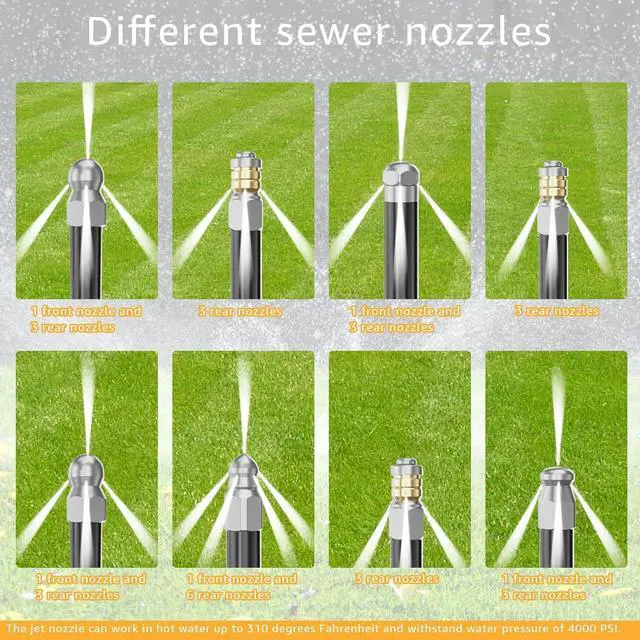 Alt view image 6 of 7 - Jetter Heads Kit, Rotating Button Drain Cleaning Nozzle Tips for Pressure Washer Sewer Jetter Kit - Pack of 10, 5000 PSI, Quick Connect