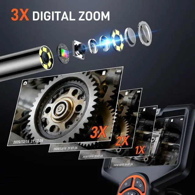 Alt view image 5 of 7 - 3.9mm Borescope Camera with Light, 5" Industrial Endoscope Camera | 3.9mm Ultra-Thin Probe, 5FT Semi-Rigid Snake, Built-In LED Flashlight for Engine, Automotive, Aircraft, Wall, Pipe Inspection