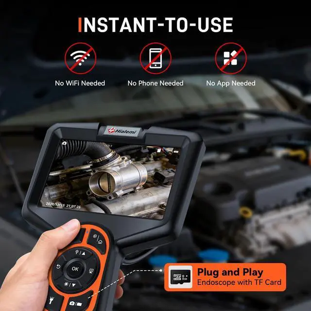 Alt view image 7 of 7 - 3.9mm Borescope Camera with Light, 5" Industrial Endoscope Camera | 3.9mm Ultra-Thin Probe, 5FT Semi-Rigid Snake, Built-In LED Flashlight for Engine, Automotive, Aircraft, Wall, Pipe Inspection