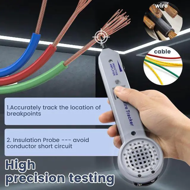 Alt view image 5 of 7 - Tone Generator kit, Wire Tracer Circuit Tester, Wires Tone Tracer, 200EP High Accuracy Wire Tester Kit, RJ11 Multi-Tone Cable Test Kits with Inductive Amplifier for Network Cables Collation