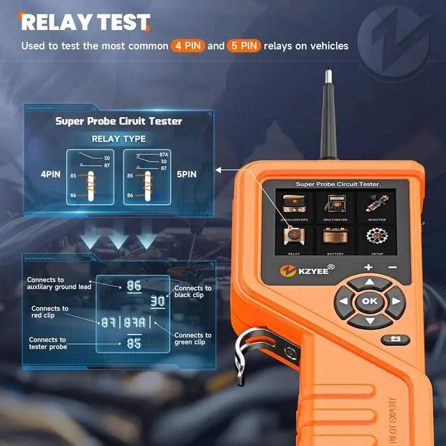 Alt view image 7 of 7 - KM601 Power Circuit Probe Kit, 12V-24V Automotive Circuit Tester with Fuel Injector, Battery Test, Multimeter, Oscilloscope, Short Circuit Finder, Component Activator, Current Probe, 30FT Cable