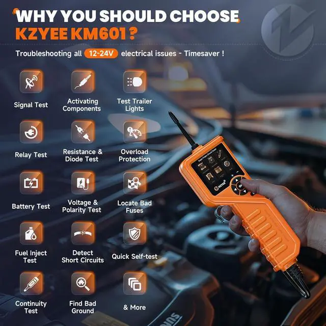 Alt view image 2 of 7 - KM601 Power Circuit Probe Kit, 12V-24V Automotive Circuit Tester with Fuel Injector, Battery Test, Multimeter, Oscilloscope, Short Circuit Finder, Component Activator, Current Probe, 30FT Cable