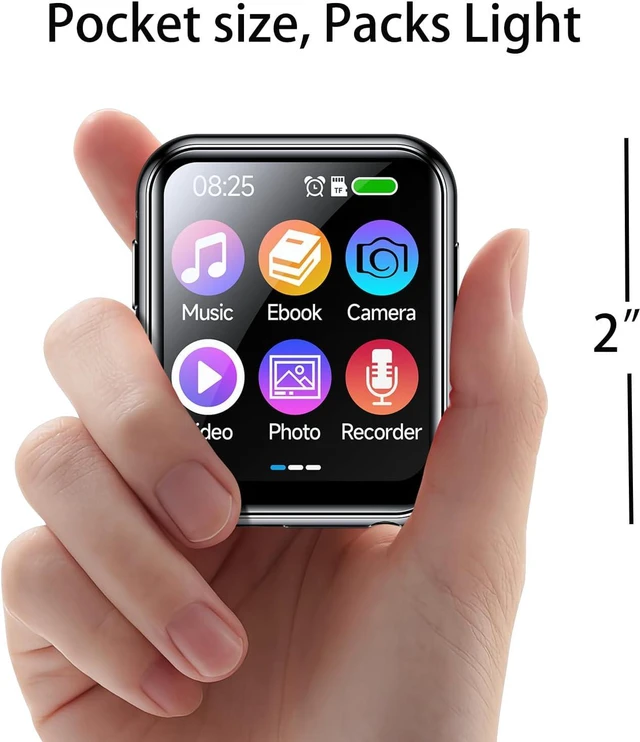 Main image of MP3 Player with 128GB TF Card, Bluetooth 5.4, 2" Touchscreen, Speaker & Camera, Black