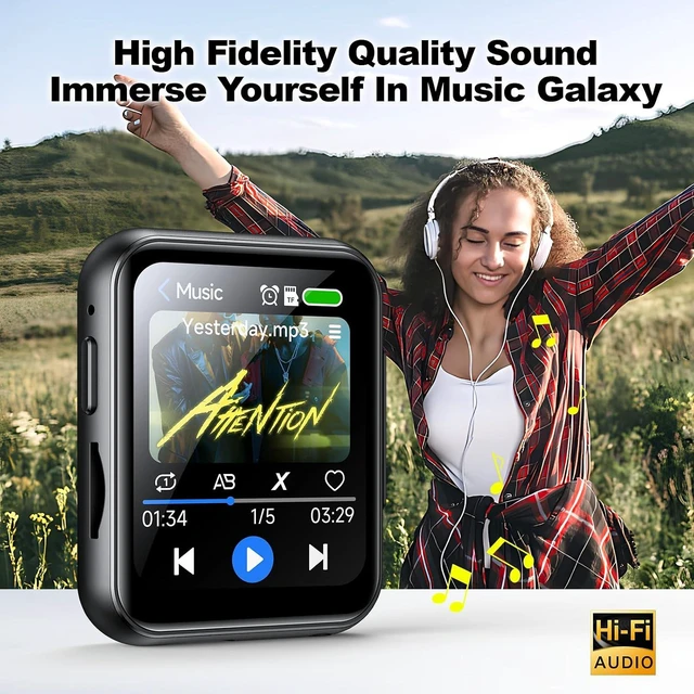 Alt view image 4 of 5 - MP3 Player with 128GB TF Card, Bluetooth 5.4, 2" Touchscreen, Speaker & Camera, Black