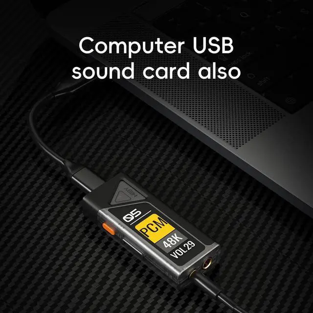 Alt view image 7 of 7 - FC5 Portable Hi-Fi DAC Headphone Amplifier with 1.1 OLED Display PCM 768kHZ DSD512 MQA 8X 3.5mmPO +4.4mmBAL