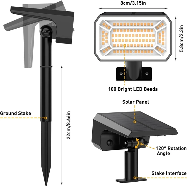 Alt view image 7 of 7 - Solar Spot Lights Outdoor, Landscape Spotlights, 8 Pack Warm White