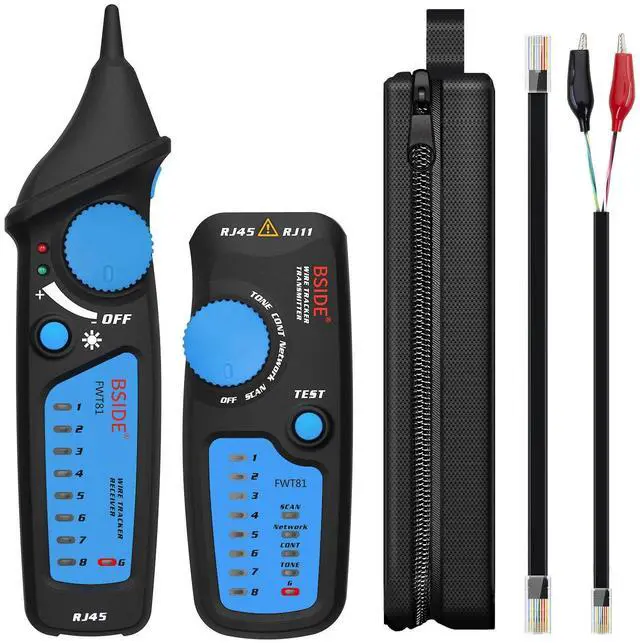Main image of Bside Network Cable Tester RJ45 RJ11 Wire Tracker Telephone Line Tester LAN TV Electric Line Finder Toner Network Cable Collation Continuity Checker with Flashlight