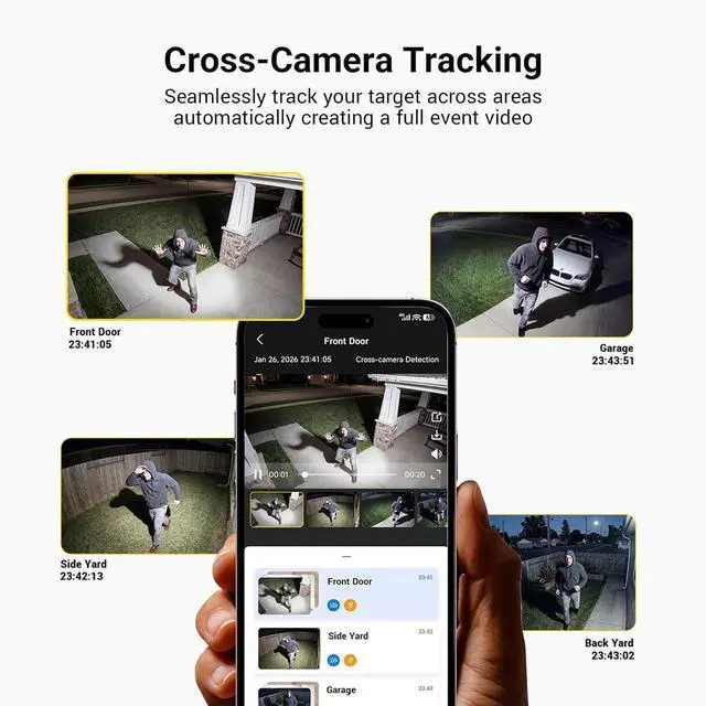 Alt view image 7 of 7 - ANSQUE Security Cameras Wireless Outdoor Home System, No Subscription Fee, Solar Powered & 365-Day Battery, PIR + AI Human Detection, 2K Color Night Vision, Local Storage, 4-Cam-Kit