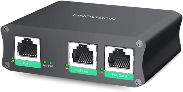 Alt view image 2 of 7 - LINOVISION 30W PoE+ Injector with LED Screen to Indicate Power Output and Industrial 2 Ports Gigabit PoE Extender