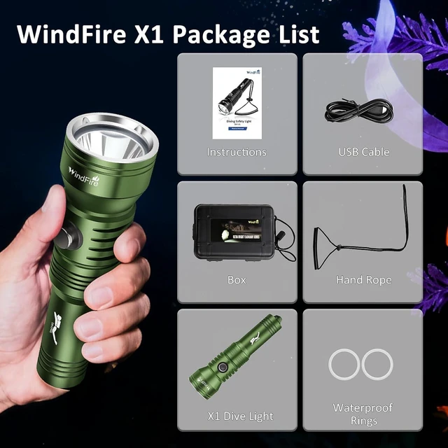 Alt view image 5 of 6 - X1 Dive Light IPX8 Waterproof 210 Feet Scuba Diving Flashlight