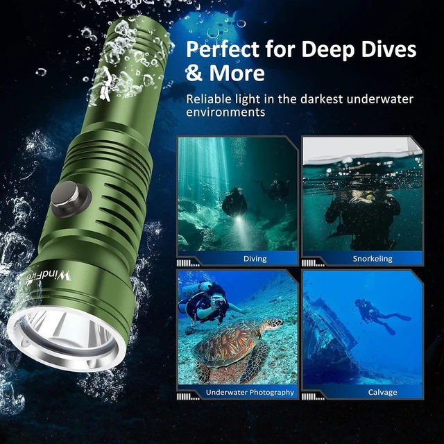 Alt view image 2 of 6 - X1 Dive Light IPX8 Waterproof 210 Feet Scuba Diving Flashlight