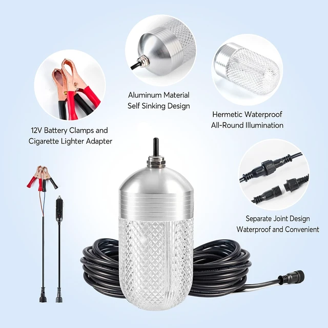 Alt view image 5 of 7 - 70W 9000LM Underwater Fishing Light for Docks, Boats & Kayaks, IP68 Rated