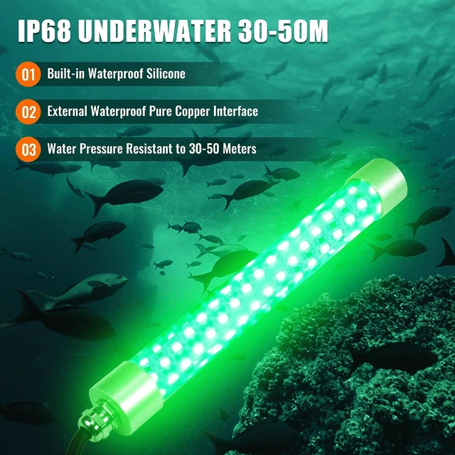 Alt view image 2 of 6 - Green Underwater Kayak Fishing Light for Crappie & Squid, 12V/110V