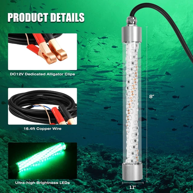 Alt view image 4 of 6 - Green Underwater Kayak Fishing Light for Crappie & Squid, 12V/110V