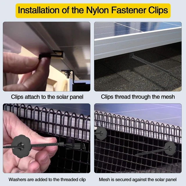 Alt view image 4 of 7 - 100 Sets Nylon Fastener Clips for Solar Panel Bird/Critter Guard Attach Wire Mesh to Solar Panels, Squirrel-Proof Solar Guard Clips