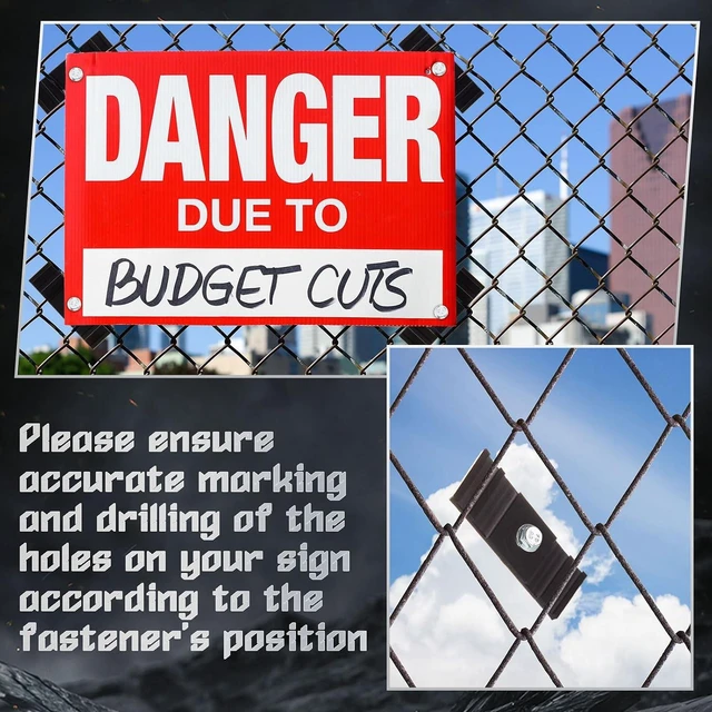 Alt view image 4 of 7 - 60 Sets Chain Link Fence Sign Mounting Bracket for Chain Link Fence Sign Clip Fastener with Bolts for Banner Display, Yard, Business, Events, Easy Installation Mounting Bracket