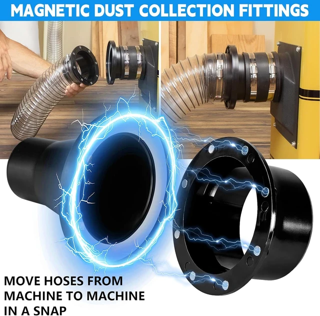 Alt view image 3 of 7 - Magnetic Dust Collection Fittings Kit 4" & 2.5" Hose Adapter Set