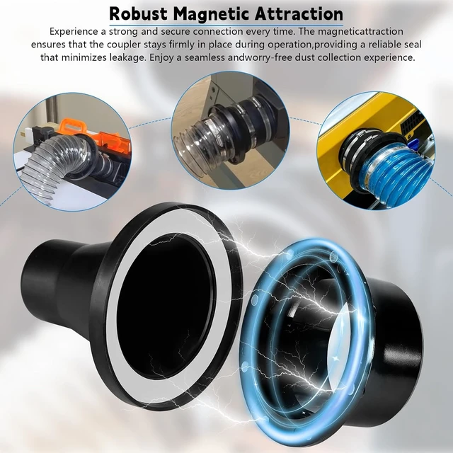 Alt view image 5 of 7 - Magnetic Dust Collection Fittings Kit 4" & 2.5" Hose Adapter Set