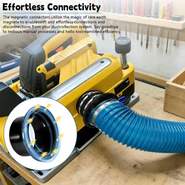Alt view image 6 of 7 - Magnetic Dust Collection Fittings Kit 4" & 2.5" Hose Adapter Set