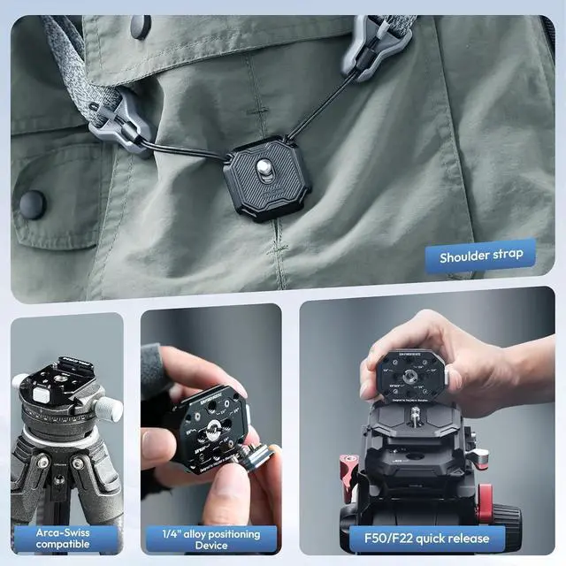 Alt view image 5 of 7 - F38 Quick Release Kit V2, Quick Release System, Base and Plate with 1/4" and 3/8" Screw Thread for Tripod, Monopod, Stabilizer, Slider - F38B3404 | Quick Release System