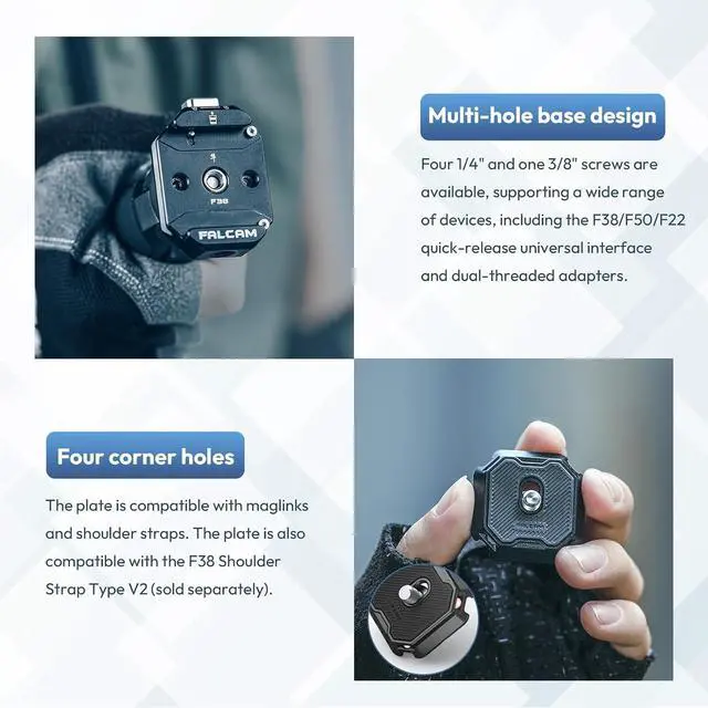 Alt view image 4 of 7 - F38 Quick Release Kit V2, Quick Release System, Base and Plate with 1/4" and 3/8" Screw Thread for Tripod, Monopod, Stabilizer, Slider - F38B3404 | Quick Release System